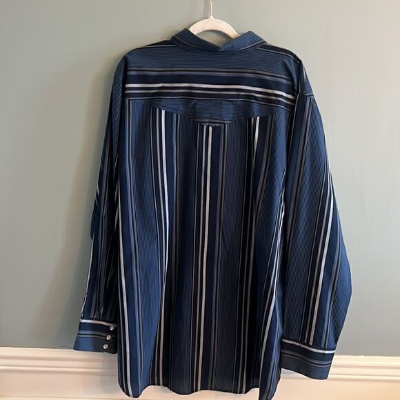 High Noon Rodeo Western Men’s navy blue Pearl snaps 2XL Tall button down shirt - Picture 10 of 14